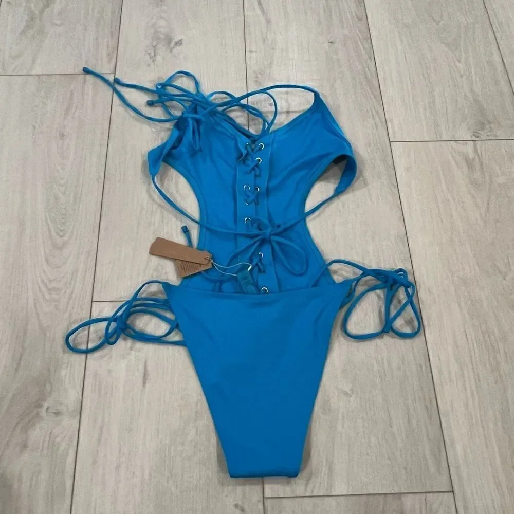 SKIMS Signature Swim Lace Up Monokini size L
